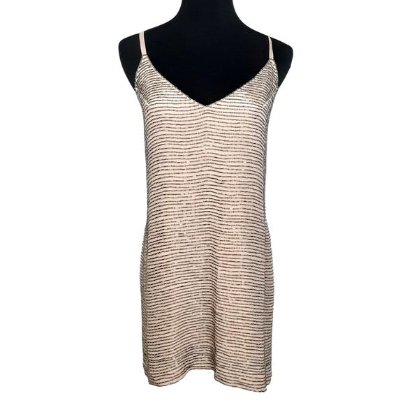 Karina Grimaldi Pink Beaded Mini Slip Dress Silk Cocktail Dress Womens L NWT - Picture 2 of 15